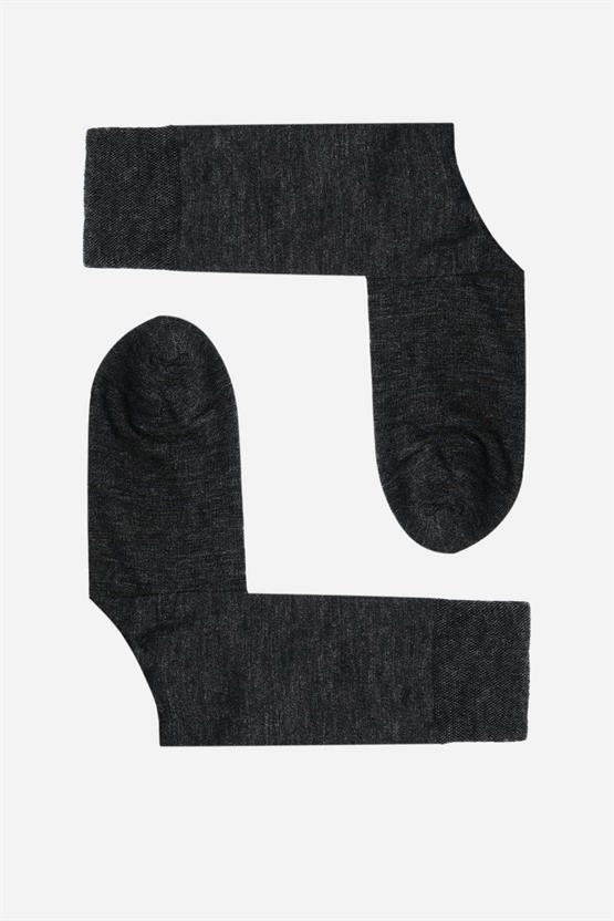 Mısırlı Erkek Soft Wool (Koyun Yünü) Tekli Soket Çorap Antrasit