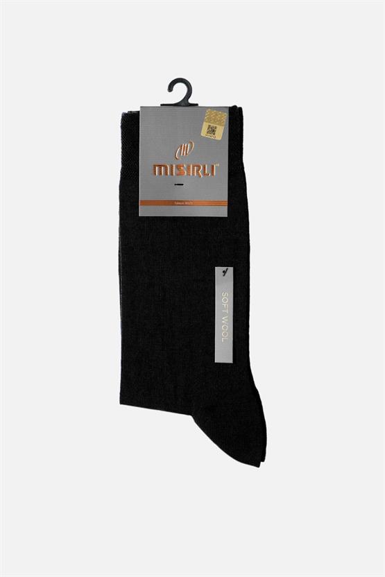 Mısırlı Erkek Soft Wool (Koyun Yünü) Tekli Soket Çorap Siyah