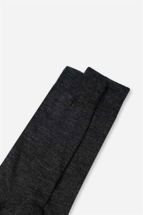 Mısırlı Erkek Soft Wool (Koyun Yünü) Tekli Soket Çorap Antrasit