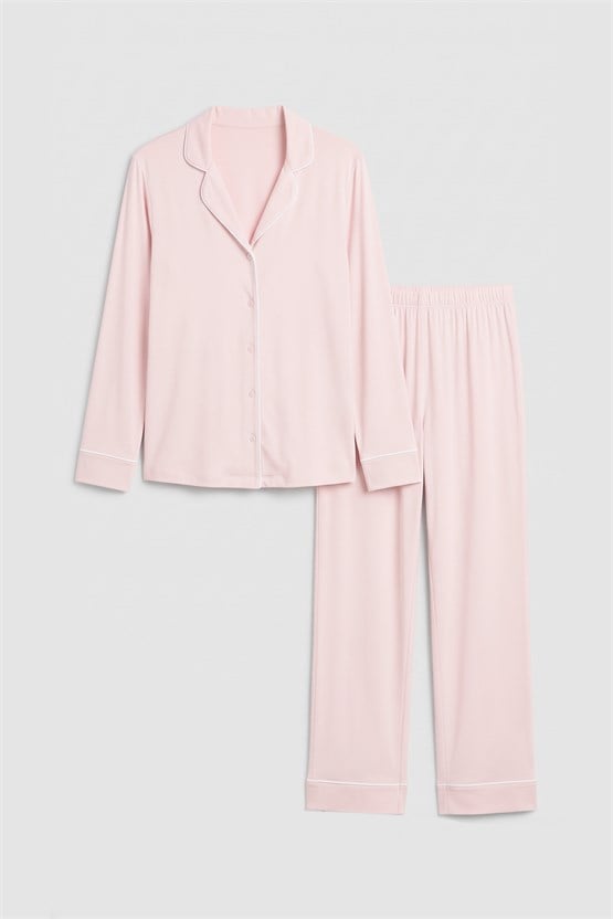 Mısırlı Kadın %100 Pamuk Pijama Takımı Açık Sarı
