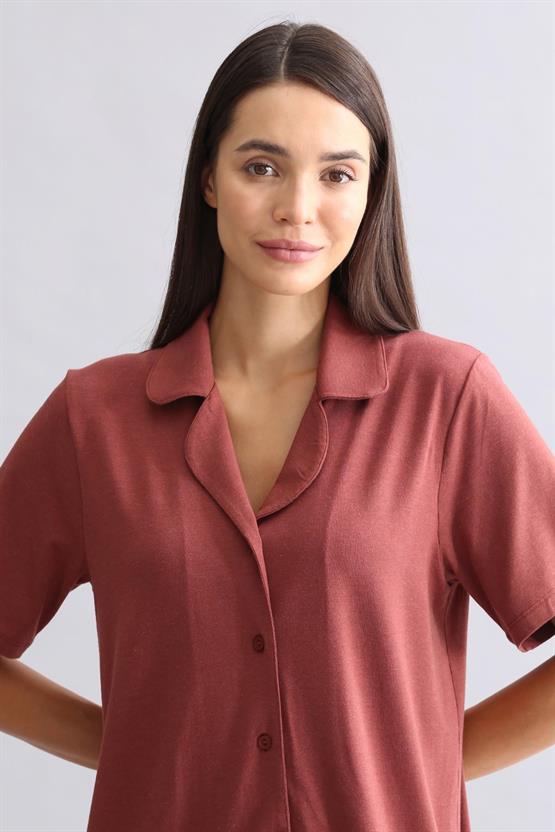 Mısırlı Kadın Bambu Gecelik Bordo