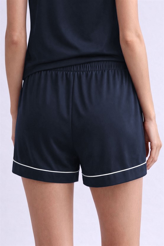 Mısırlı Kadın Bambu Mini Şort Lacivert