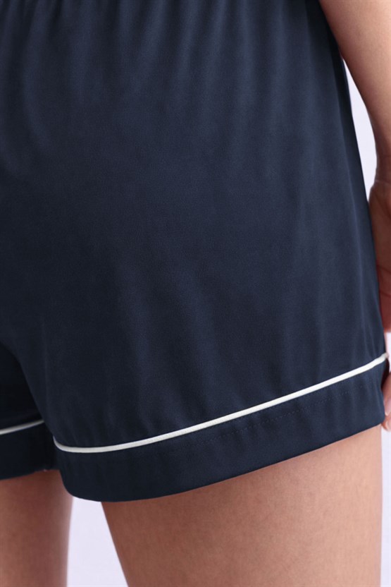 Mısırlı Kadın Bambu Mini Şort Lacivert