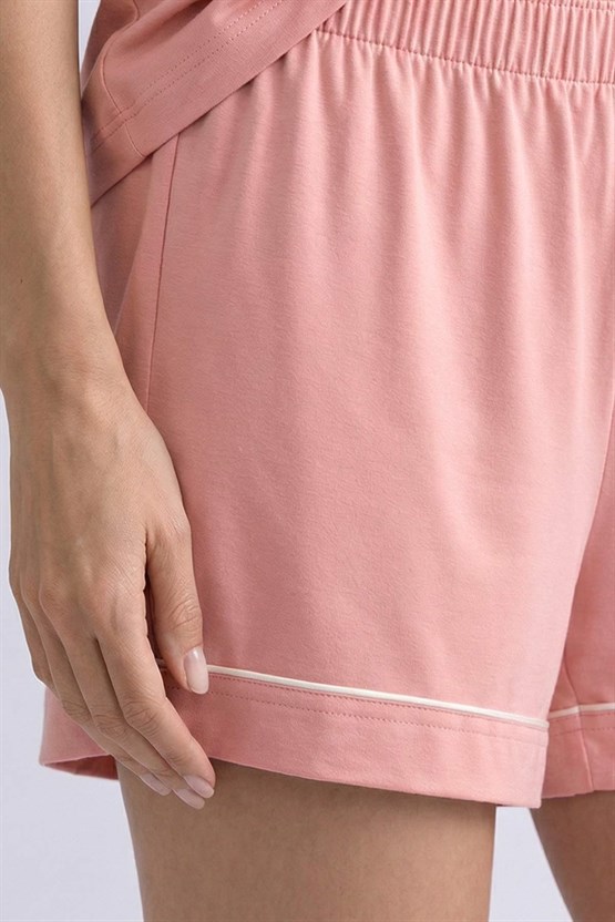 Mısırlı Kadın Bambu Mini Şort Toz Pembe