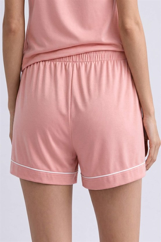 Mısırlı Kadın Bambu Mini Şort Toz Pembe