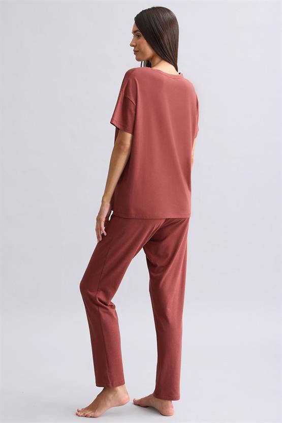 Mısırlı Kadın Bambu Pijama Alt Bordo