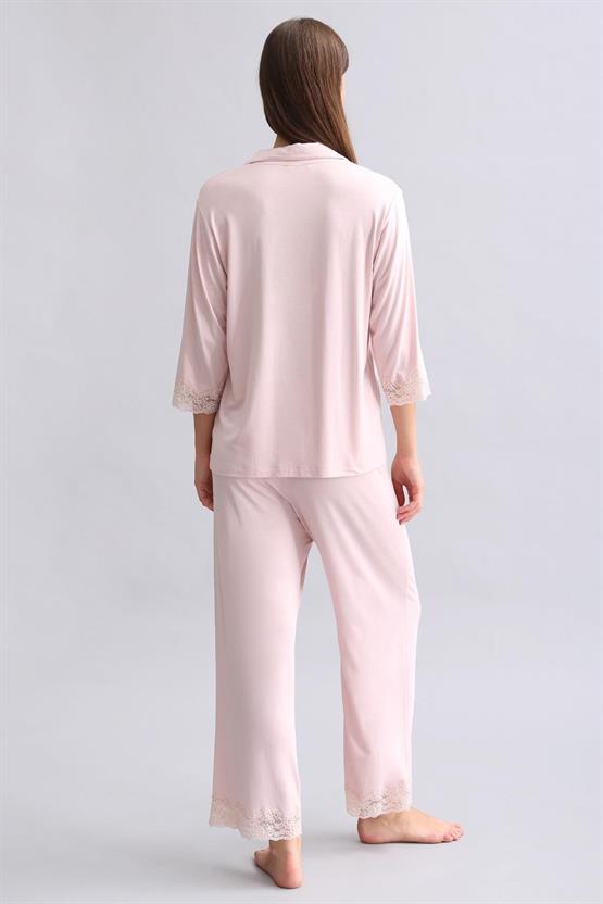 Mısırlı Kadın Bambu Pijama Takımı Açık Sarı