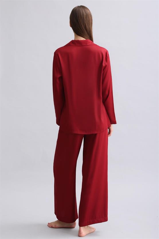 Mısırlı Kadın Bambu Pijama Takımı Bordo
