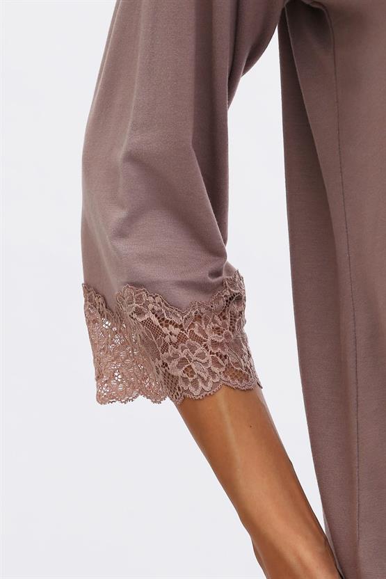 Mısırlı Kadın Bambu Pijama Takımı Kahverengi