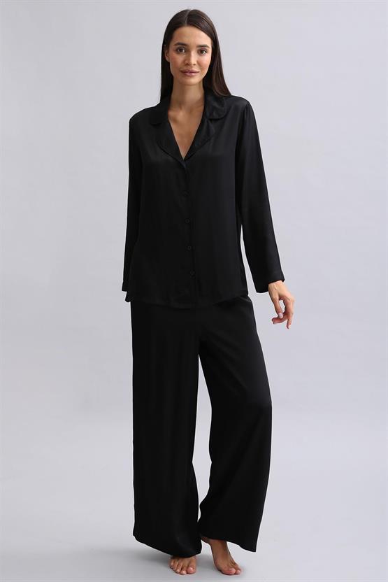 Mısırlı Kadın Bambu Pijama Takımı Siyah