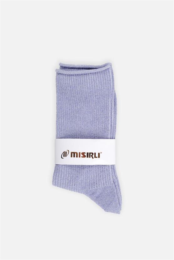 Mısırlı Kadın Bambu Simli Soket Çorap Lila