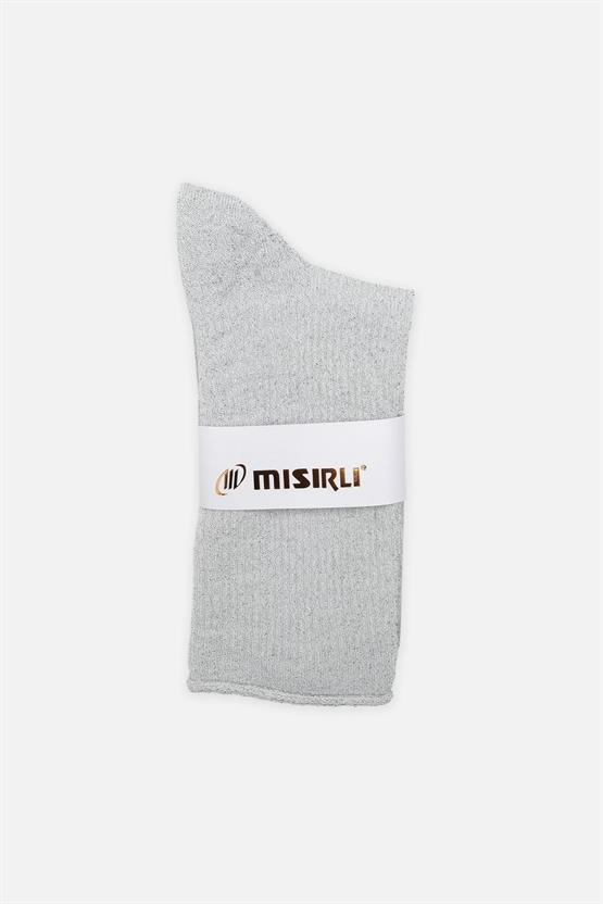Mısırlı Kadın Bambu Simli Soket Çorap Açık Gri