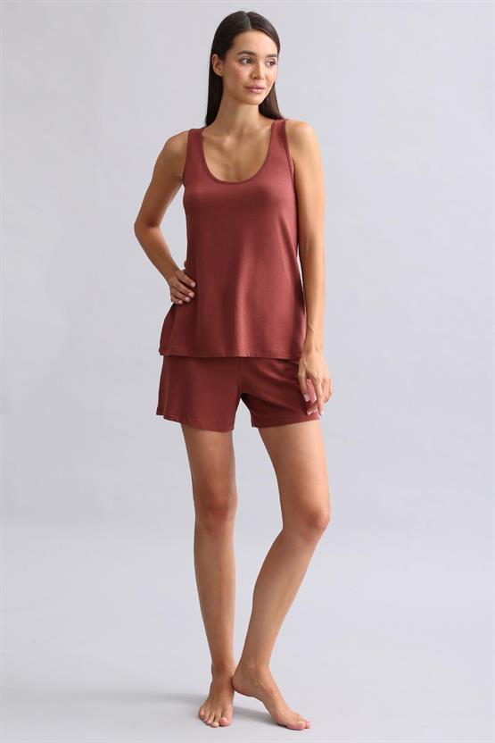 Mısırlı Kadın Bambu Şort Bordo