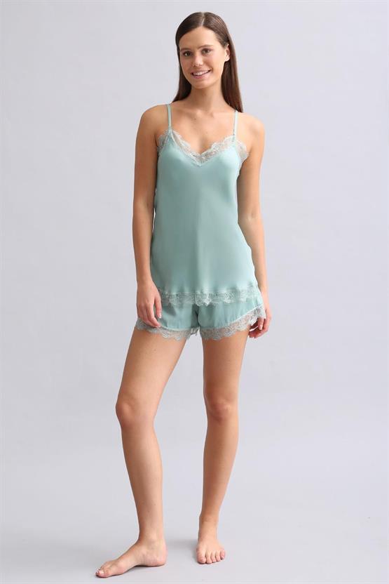 Mısırlı Kadın Bambu Şort Takımı Çağla Yeşili