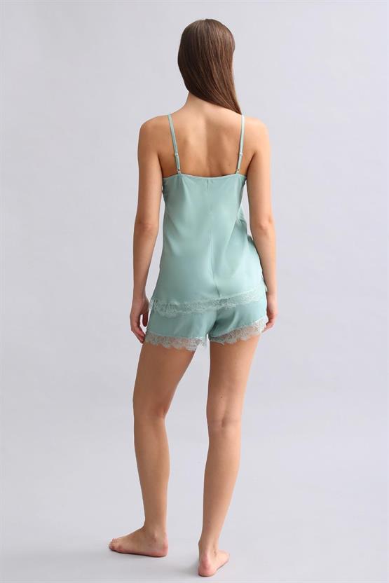 Mısırlı Kadın Bambu Şort Takımı Çağla Yeşili