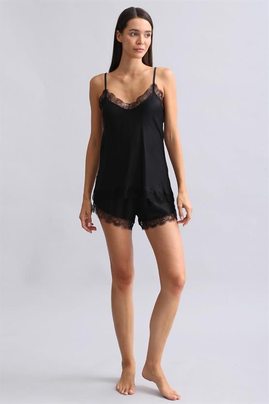 Mısırlı Kadın Bambu Şort Takımı Siyah