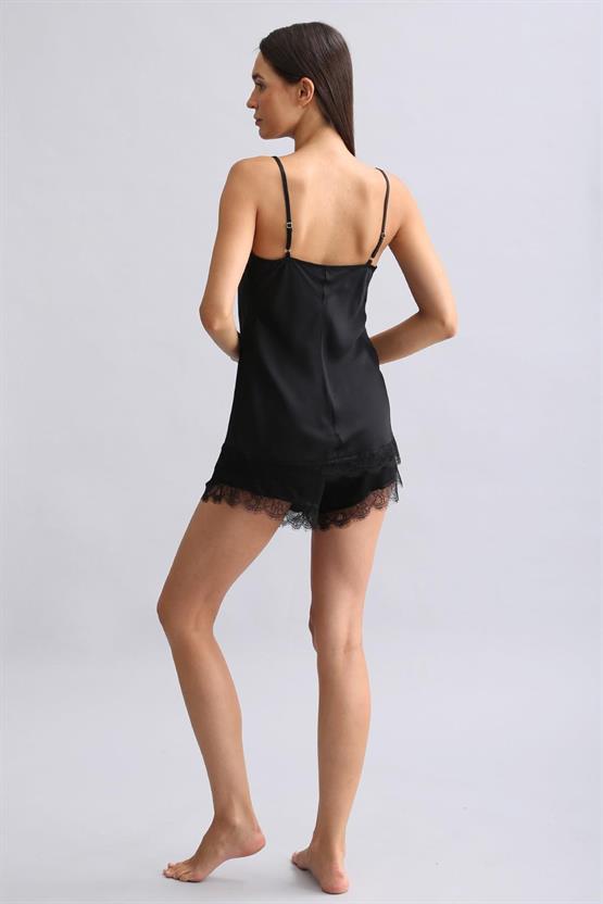 Mısırlı Kadın Bambu Şort Takımı Siyah