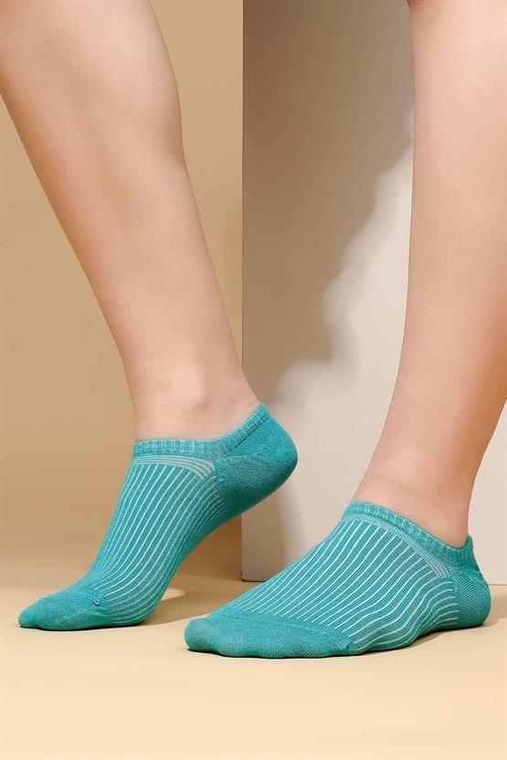 Mısırlı Kadın Bambu Tekli Yazlık No Show Çorap Mavi