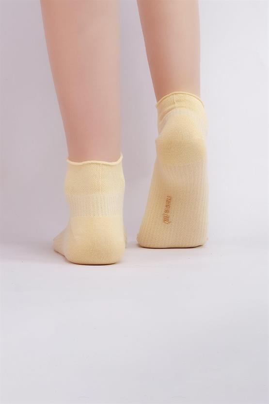 Mısırlı Kadın Bambu Tekli Yazlık Sneaker Çorap Sarı