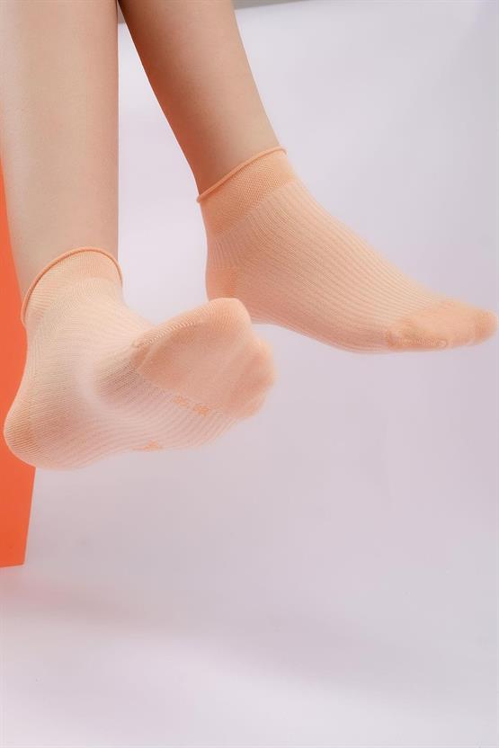 Mısırlı Kadın Bambu Tekli Yazlık Sneaker Çorap Somon