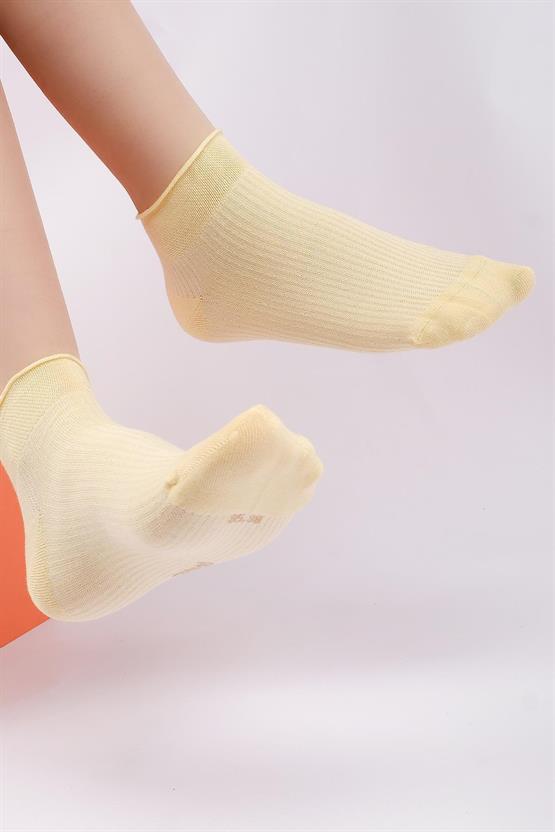 Mısırlı Kadın Bambu Tekli Yazlık Sneaker Çorap Sarı