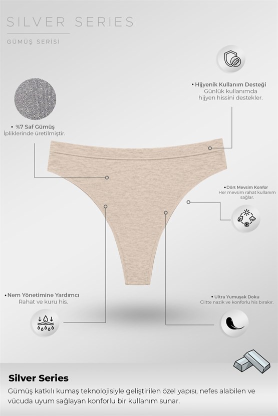 Mısırlı Kadın Gümüş Tanga Külot Ten