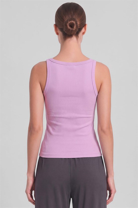 Mısırlı Kadın Kaşkorse Sırtı Kapalı Askılı T-shirt Pembe