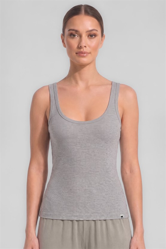 Mısırlı Kadın Kaşkorse Sporcu T-shirt Gri Melanj