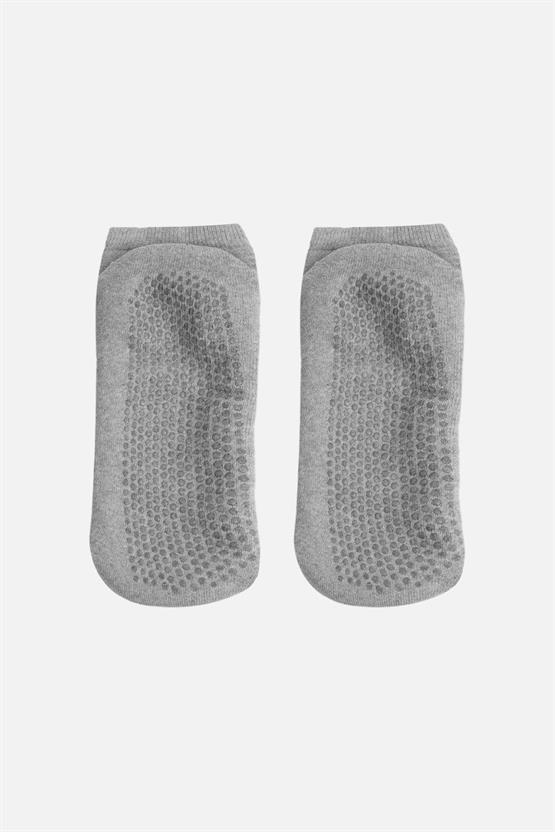 Mısırlı Kadın Kaydırmaz 2 Çift Pilates ve Yoga Çorabı Gri