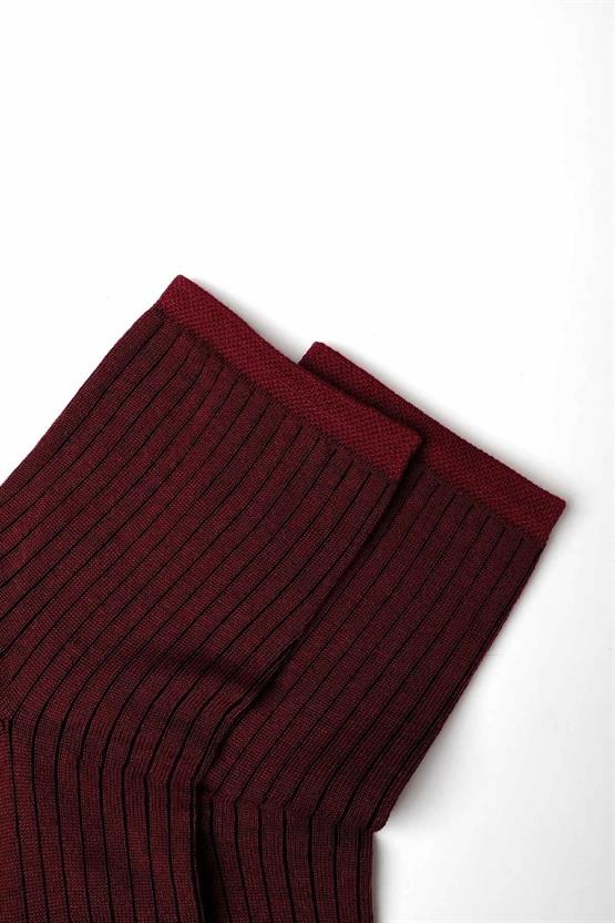 Mısırlı Kadın Merserize Tekli Soket Çorap Açık Bordo