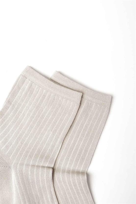 Mısırlı Kadın Merserize Tekli Soket Çorap Açık Gri