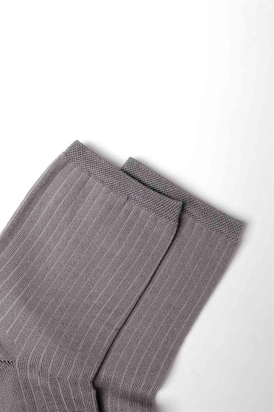 Mısırlı Kadın Merserize Tekli Soket Çorap Gri