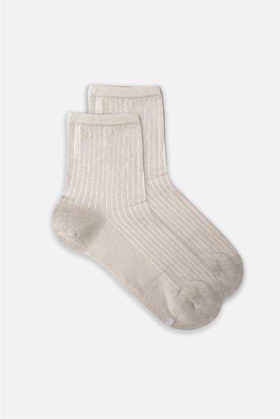 Mısırlı Kadın Merserize Tekli Soket Çorap Açık Gri