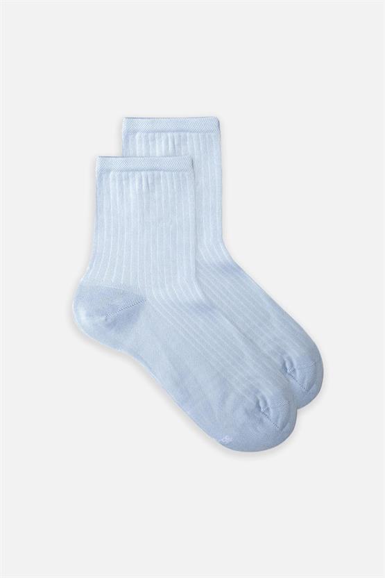 Mısırlı Kadın Merserize Tekli Soket Çorap Açık Mavi