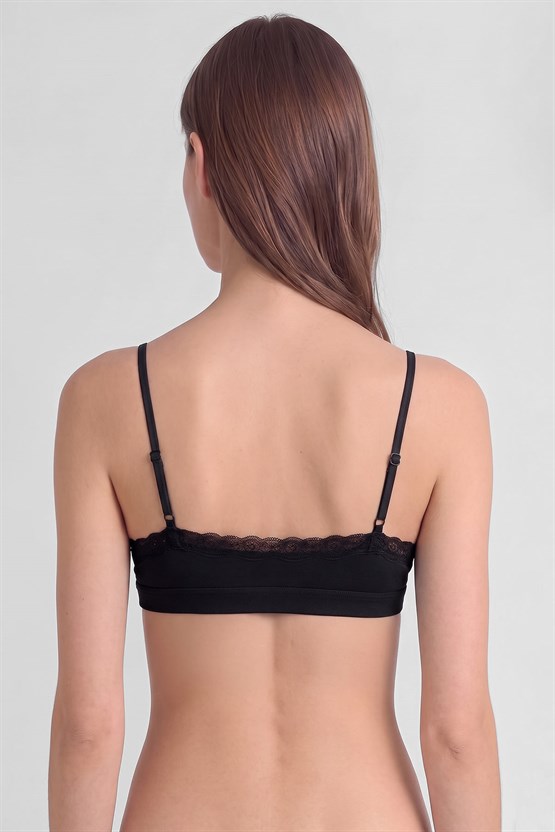 Mısırlı Kadın Modal Dantelli Seamless Bralet Siyah