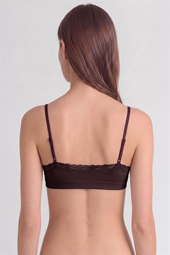 Mısırlı Kadın Modal Dantelli Seamless Bralet Acı Kahve
