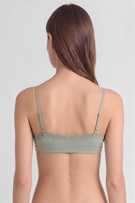 Mısırlı Kadın Modal Dantelli Seamless Bralet Çağla Yeşili