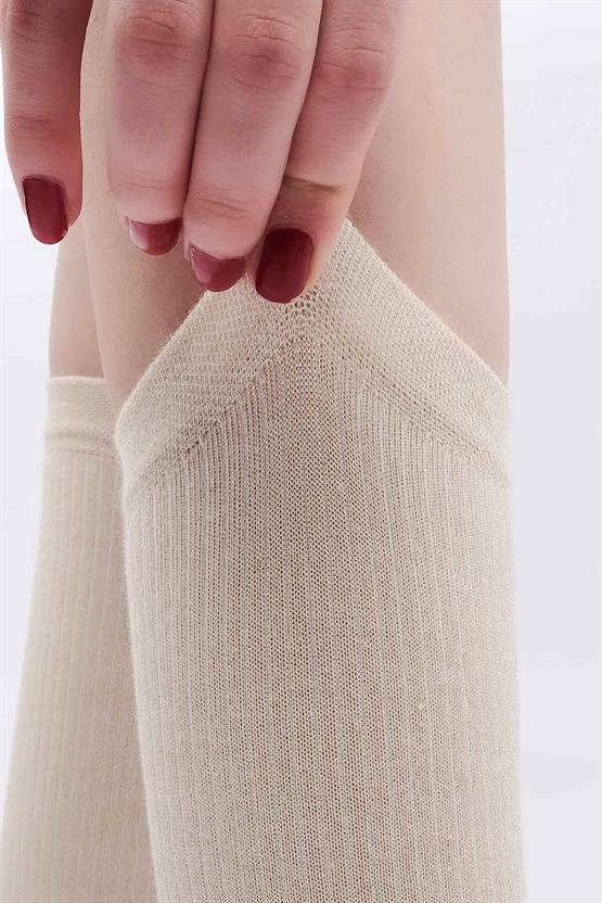 Mısırlı Kadın Modal Kaşmir Tekli Soket Çorap Taş Rengi