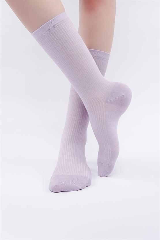 Mısırlı Kadın Modal Kaşmir Tekli Soket Çorap Lila