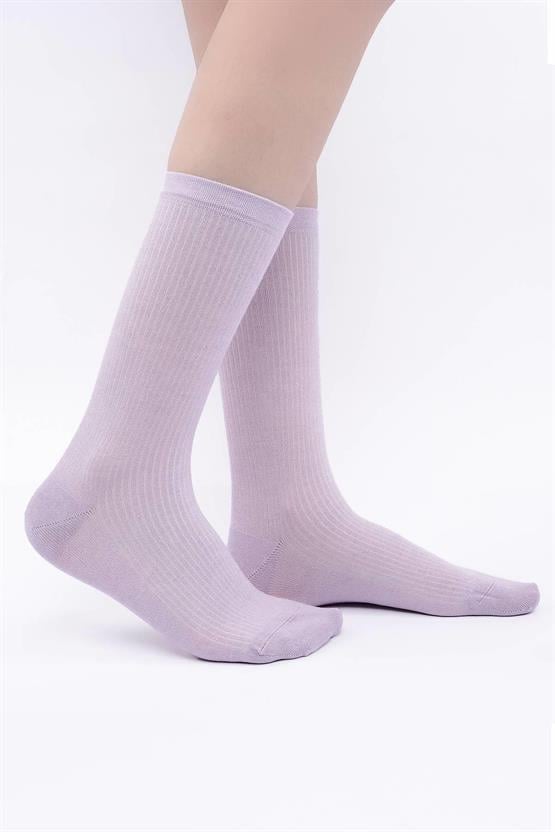 Mısırlı Kadın Modal Kaşmir Tekli Soket Çorap Lila