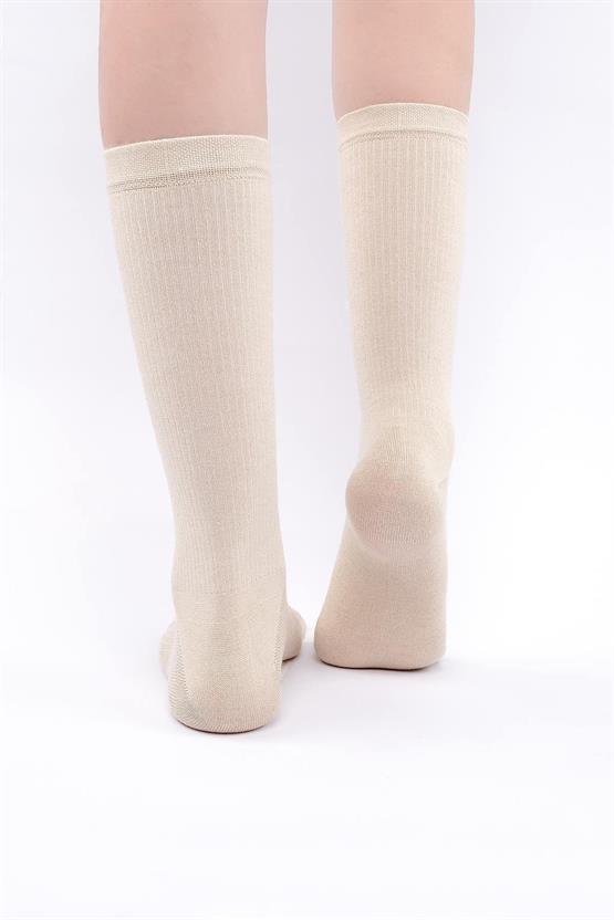 Mısırlı Kadın Modal Kaşmir Tekli Soket Çorap Taş Rengi