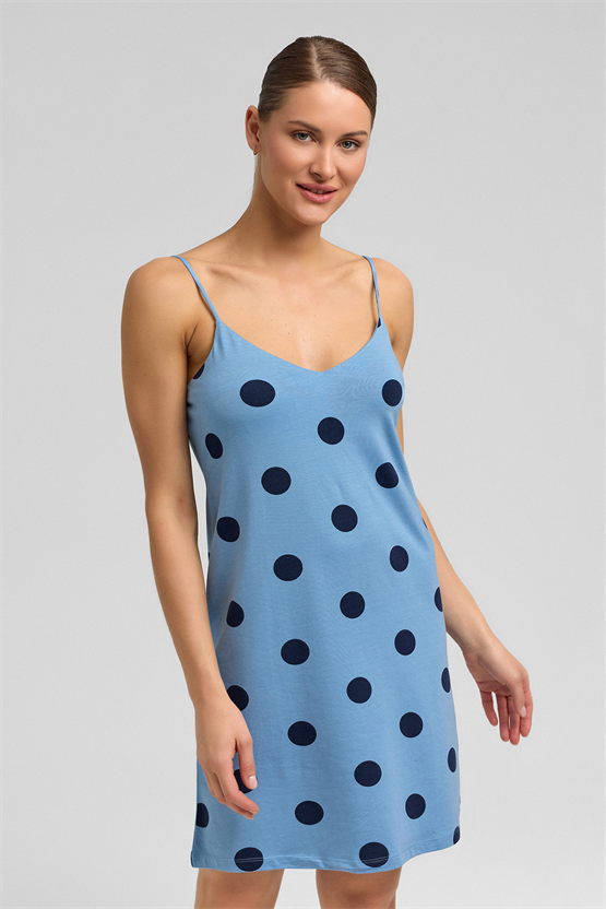 Mısırlı Kadın Modal Örme İp Askılı Gecelik Bebe Mavi