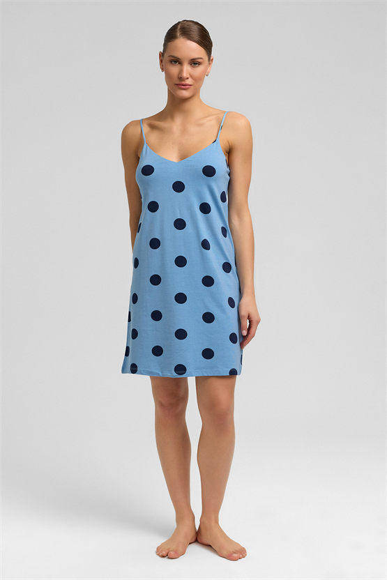 Mısırlı Kadın Modal Örme İp Askılı Gecelik Bebe Mavi