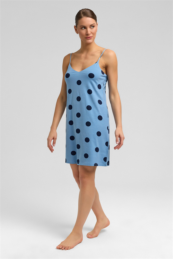 Mısırlı Kadın Modal Örme İp Askılı Gecelik Bebe Mavi