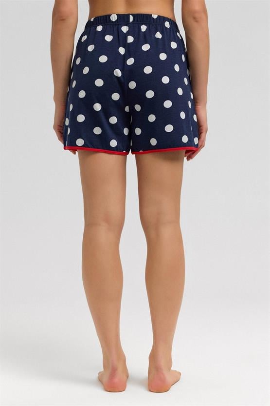 Mısırlı Kadın Modal Puantiyeli İp Askılı Şort Takımı Lacivert