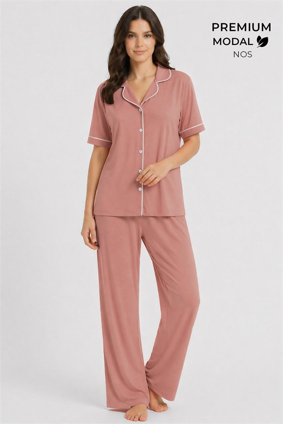Mısırlı Kadın Modal Pijama Takım Açık Pembe