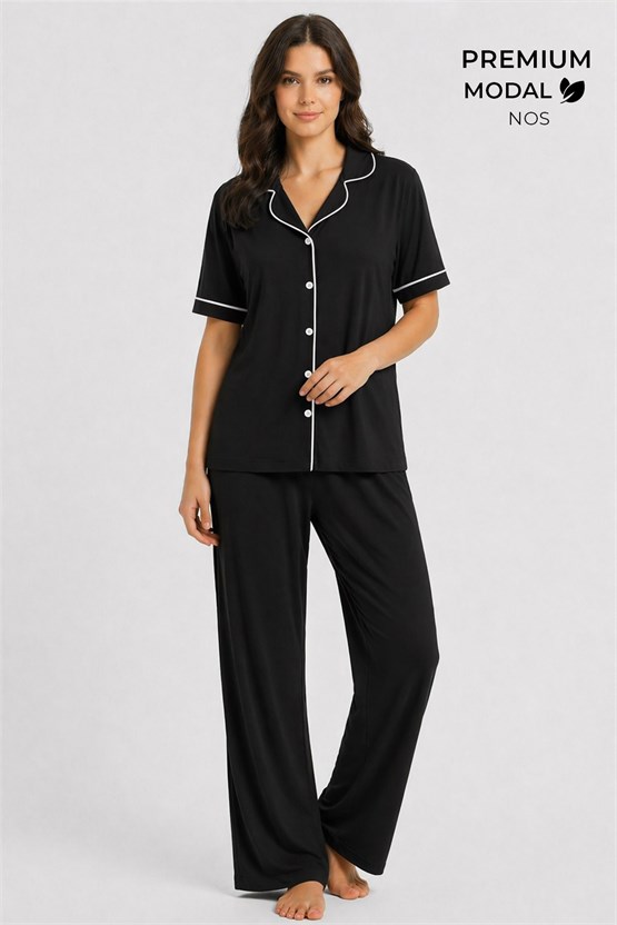 Mısırlı Kadın Modal Pijama Takım Siyah
