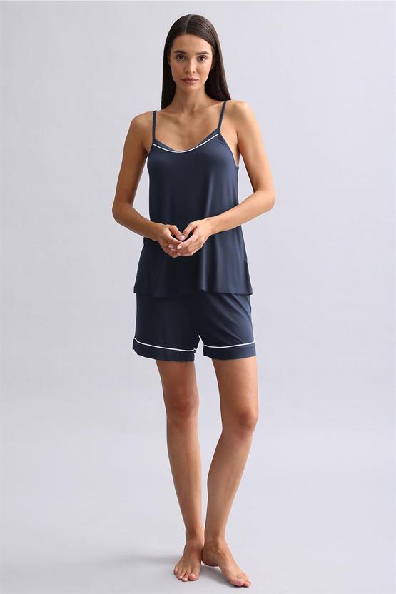 Mısırlı Kadın Modal Şort Gece Mavisi