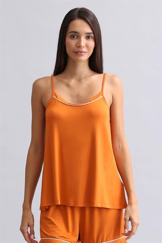 Kadın Modal İnce Askılı Pijama Üst Pas Kırmızı
