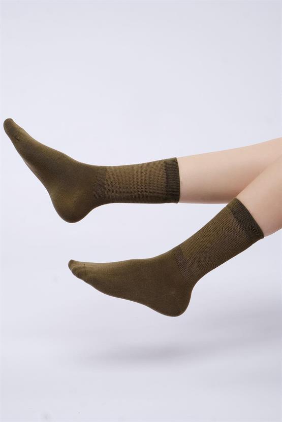 Mısırlı Kadın Modal Tekli Soket Çorap Haki